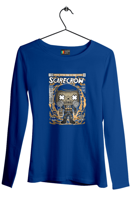 Жіночий лонгслів з принтом "Scarecrow Batman". Бетмен, кажан, комікси, комікси dc, король, людина, опудало, темний. Funkotee