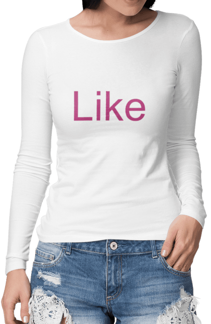 Жіночий лонгслів з принтом "Like". Like, життя, кохання, лайк, надпис. CustomPrint.market
