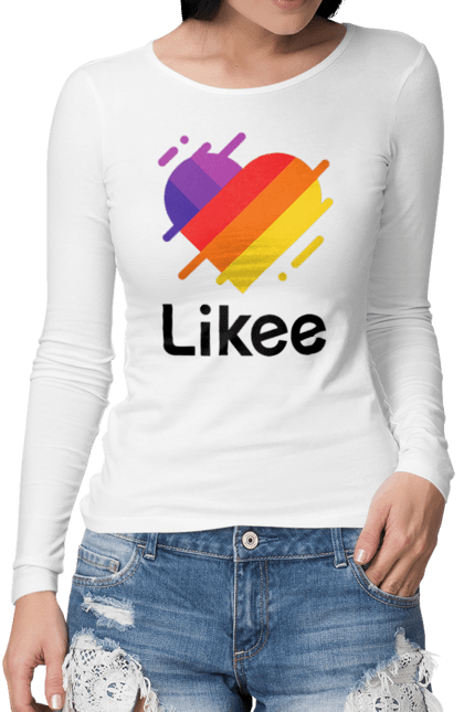 Жіночий лонгслів з принтом "Likee". Likee, лайки, серце, соціальна мережа. CustomPrint.market