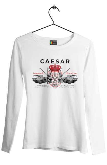 Жіночий лонгслів з принтом "Caesar". Caesar, himars, залужний, зброя. CustomPrint.market