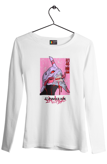 Жіночий лонгслів з принтом "Євангеліон". Neon genesis evangelion, nerv, аніме, єва, євангеліон, манга, серіал. CustomPrint.market