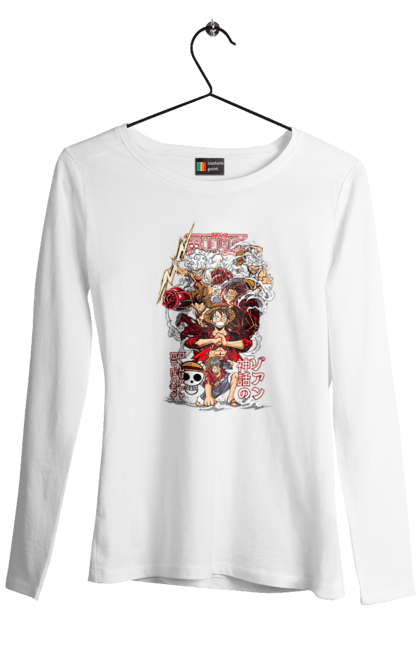 Жіночий лонгслів з принтом "Ван Піс Луффі". Luffy, one piece, аніме, ван піс, великий куш, луффі, манга, монки де луффі, пірати. futbolka.stylus.ua