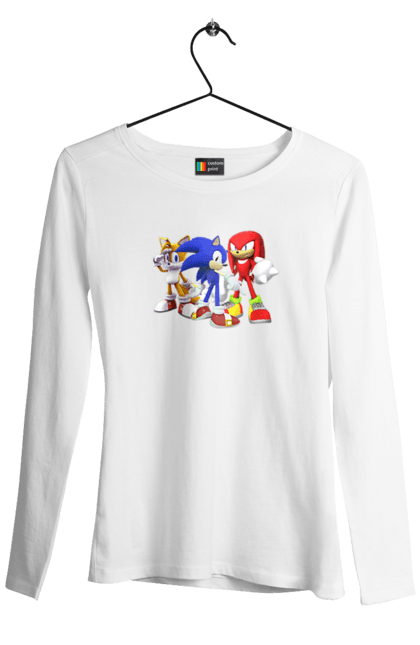 Жіночий лонгслів з принтом "СОНИК (3)". Sega, shadow, sonic, sonic x, x, ежик, игра, наклз, сега, скорость, соник, тейлз, шедоу. CustomPrint.market