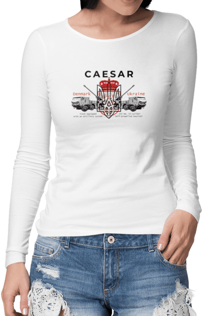 Жіночий лонгслів з принтом "Caesar". Caesar, himars, залужний, зброя. CustomPrint.market