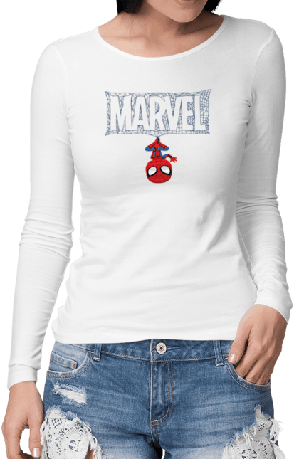 Жіночий лонгслів з принтом "Марвел". Марвел, планета марвел, супергерої. CustomPrint.market