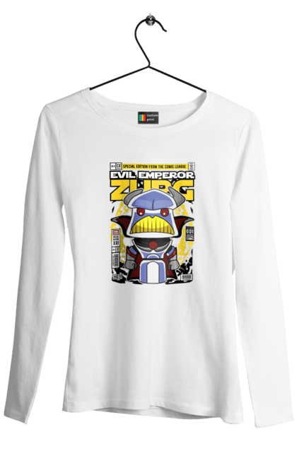 Жіночий лонгслів з принтом "Emperor Zurg". Зург, іграшка, іграшкова історія, імператор зург, історія, історія игрушек, історія іграшок, мультик, фільм. futbolka.stylus.ua