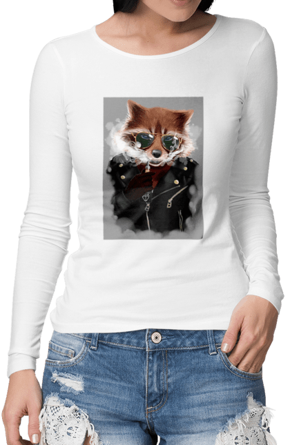 Жіночий лонгслів з принтом "Єнот". Єнот, купити, мода, новинка, подарунок. CustomPrint.market