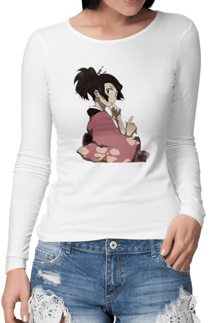 Жіночий лонгслів з принтом "Самурай Чамплу". Adventure, anime, japanese, manga, samurai. CustomPrint.market