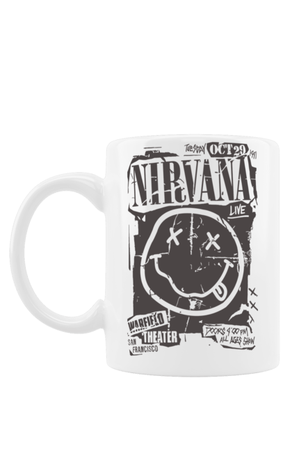Чашка з принтом "Nirvana San Francisco". Nirvana, важкий рок, любитель музики, меломан, музика, рок н ролл, фанк рок, хард рок. futbolka.stylus.ua