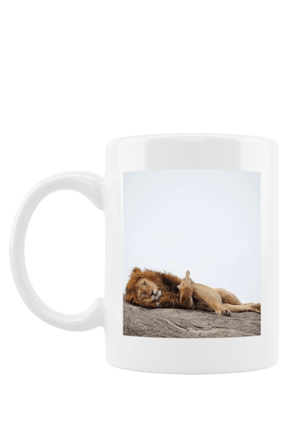 Чашка з принтом "Лев". Звірі, лев, лінь, природа, тварини. CustomPrint.market