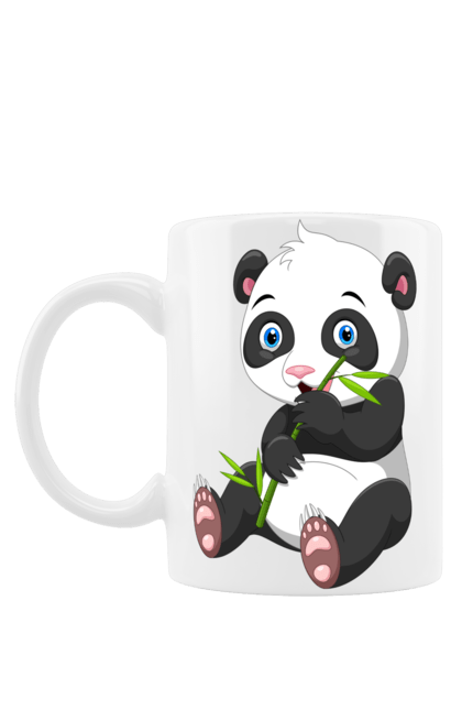 Чашка з принтом "Малюк панда їсть бамбук". Бамбук, ведмідь, маленька панда, малюк панда, панда їсть бамбук, панта, тварини. ART принт на футболках