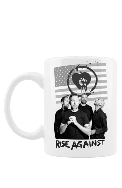 Чашка з принтом "Rise Against. Real American punk rock". Tim mcilrath, мелодик хардкор, музика, панк рок, панк рок гурт, райс егейнст, сша, хардкор панк. KRUTO.  Магазин популярних футболок