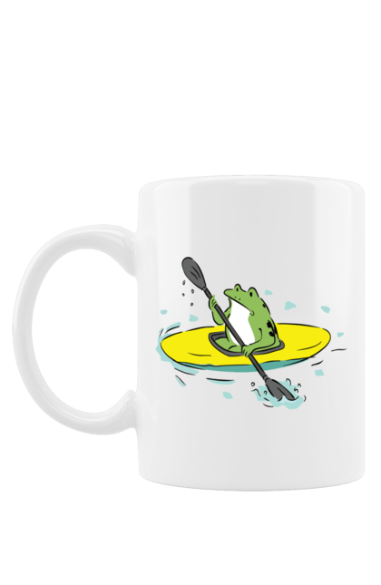 Чашка з принтом "Жаба на човні". Жаба, жабка, літо, річка, човен. ART принт на футболках