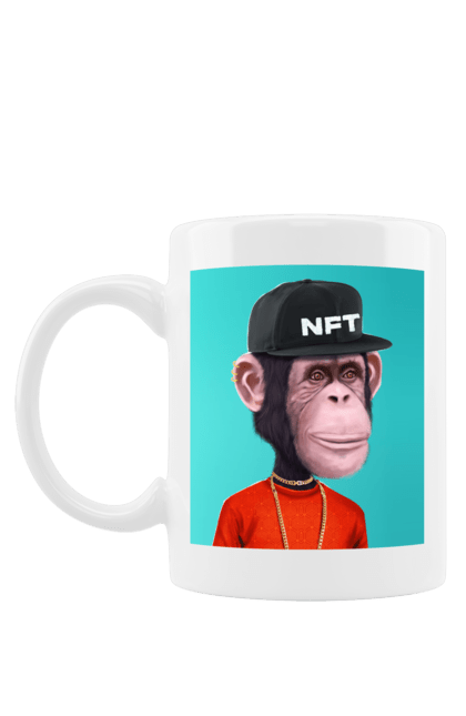 Чашка з принтом "Мавпочка 8". Nft, персонаж, принти, ручне малювання, футболки. CustomPrint.market