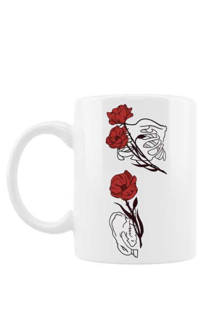 Чашка з принтом "Самбо". Кости, красный, розы, самбо, уникальное, цветы, череп. CustomPrint.market