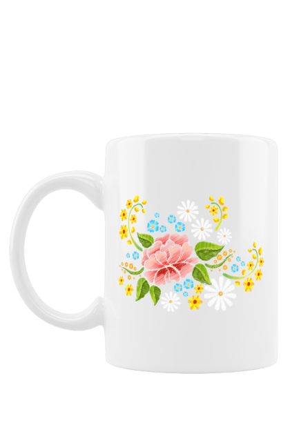 Чашка з принтом "Вишита квітка". Вишивка, квітка, розпис, україна. CustomPrint.market