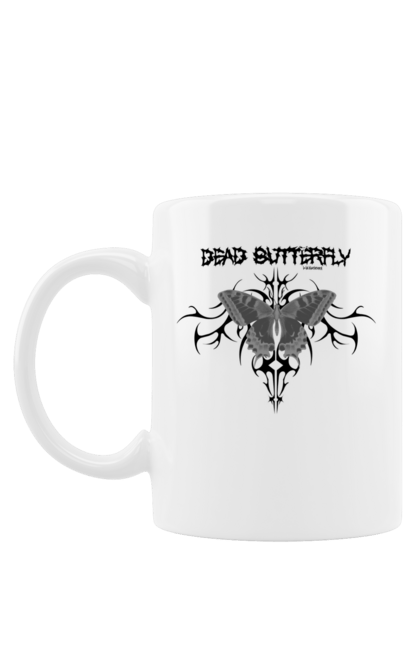 Чашка з принтом "Dead Butterfly Black". Butterfly, грандж, мертва, метал, метелик, напис, рок, чорний. CustomPrint.market