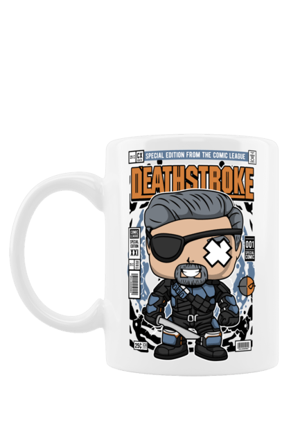 Чашка з принтом "Deathstroke Unmasked". Без масок, бетмен, жартівник, кажан, комікси, комікси dc, людина, смертельний удар, темний король. Funkotee