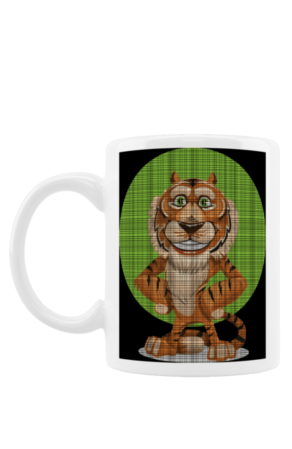 Чашка з принтом "Гарний тигр". Велика кішка, великий кіт, дика природа, дикий, звір, погляд, портрет, природа, стилізація, тварина, тигр, хижак. futbolka.stylus.ua