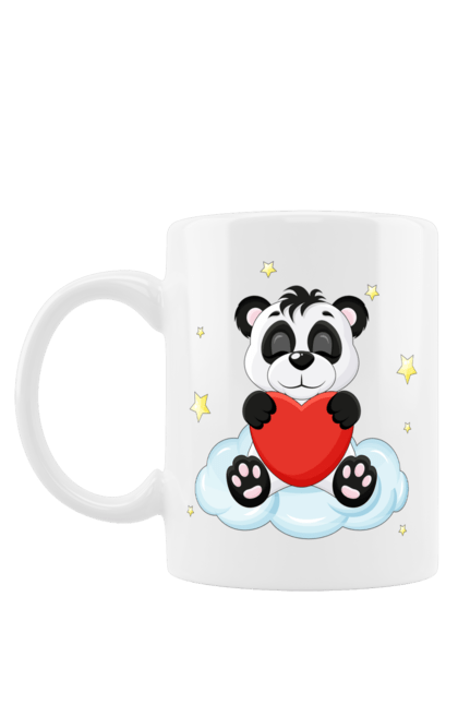 Чашка з принтом "Панда з сердечком". День валентина, день закоханих, любов, панда, панда з сердечком, серце. ART принт на футболках