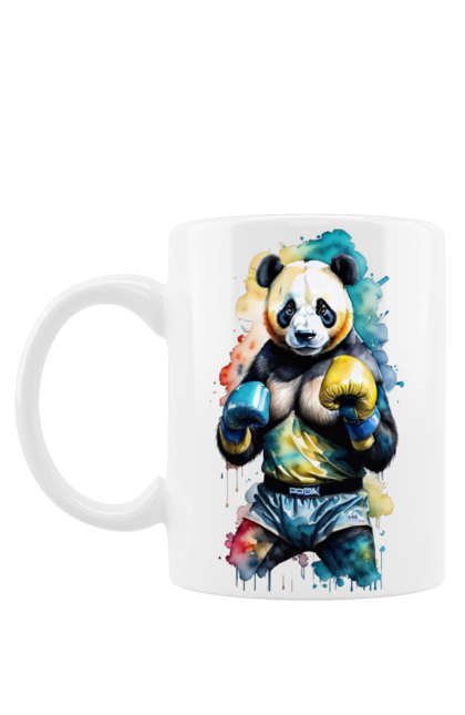 Чашка з принтом "Панда Боксер арт". Бокс, боксер, боксер арт, панда, панда боксер, панда боксер арт, тварини. ART принт на футболках