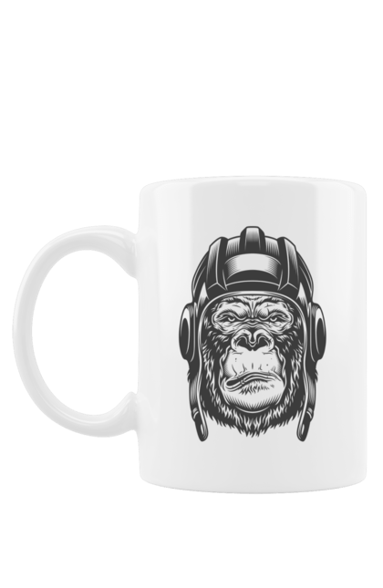 Чашка з принтом "Крута мавпа". Крута, крутий принт, мавпа, мавпа танкіст, мавпочка, морда, морда мавпи, танкіст, тварини, топова. CustomPrint.market