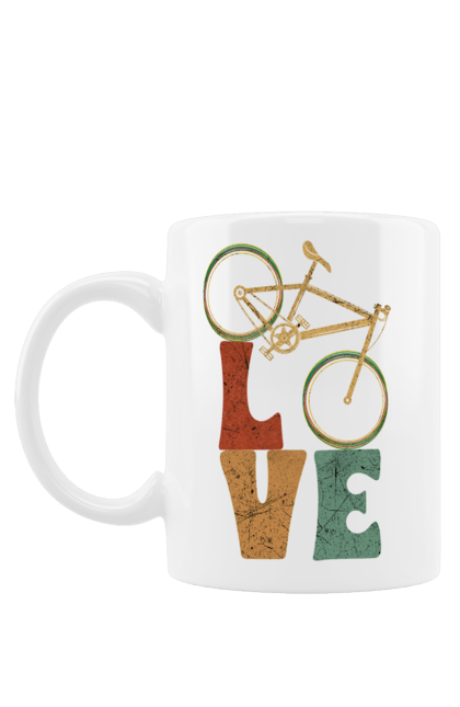 Чашка з принтом "Велосипед Love". Велик, вело, велогонщик, велосипед, велоспорт, велотуризм, спорт. futbolka.stylus.ua