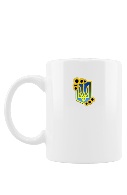 Чашка з принтом "Символіка україни". Герб, патріотам, патріотичні зображення, патріотичні кольори, соняшник, тризуб, україна, українська символіка. ☾ Baby_Raccoon ♡