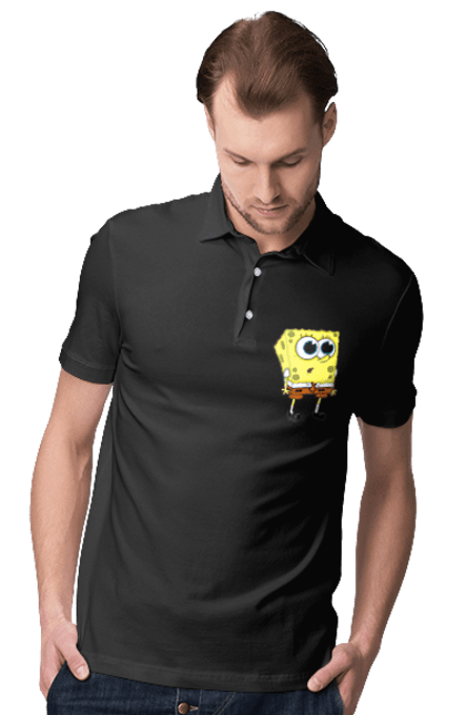 Поло чоловіче з принтом "Губка Боб". Spongebob, бікіні боттом, губка боб, крабсбургер, мультфільм. futbolka.stylus.ua