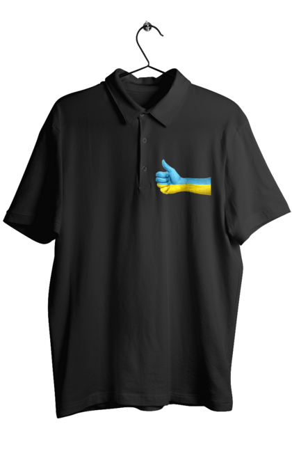 Поло чоловіче з принтом "Like". Like, ua, жовтий, рука, синий, україна. CustomPrint.market