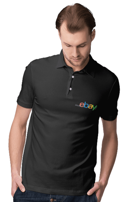 Поло чоловіче з принтом "Запрошення до маркетплейсу". Ebay, бренд, вимова, гумор, ебай, ебей, ібей, лого, маркетплейс, написання. KRUTO.  Магазин популярних футболок