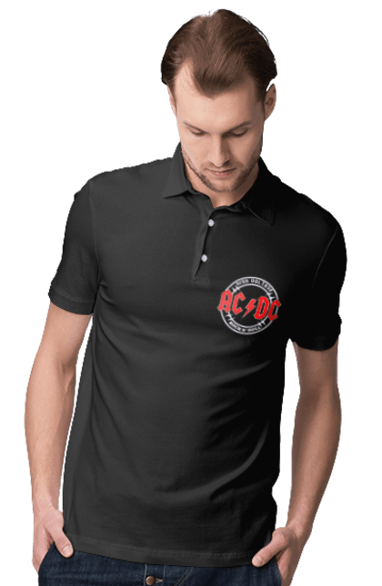 Поло чоловіче з принтом "ACDC". Айсідісі, ас дс, ейсідісі. CustomPrint.market