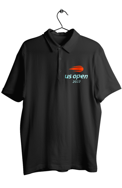 Поло чоловіче з принтом "Тенісний турнір US Open 2022". Великий теніс, відкритий чемпіонат, гравці, м`яч, нью йорк, призовий фонд, ракетка, турнір на ґрунті, хард, чемпіонат америки. ART принт на футболках