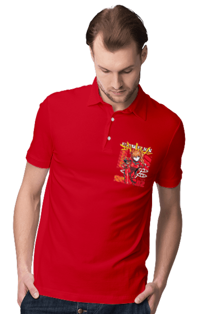 Поло чоловіче з принтом "Evangelion". Аніме, єва, євангеліон, манга, нерв. Funkotee