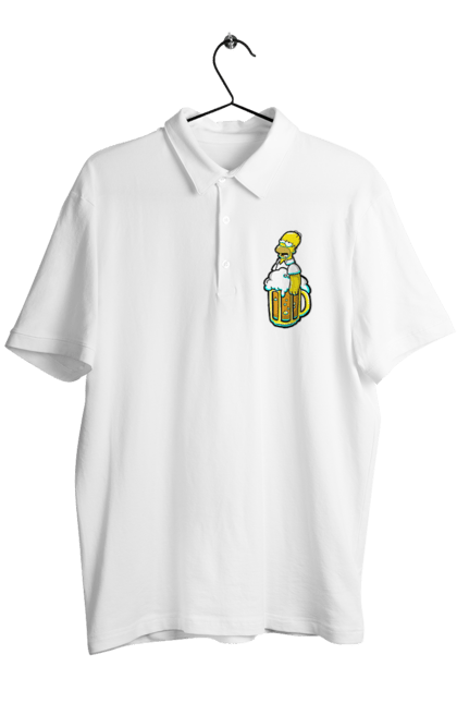 Поло чоловіче з принтом "Гомер з пивом". Гомер, мульт, пиво, прикол, симпсон. CustomPrint.market