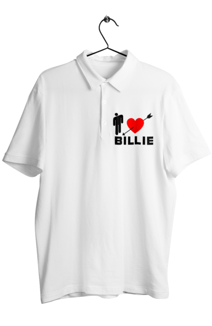 Поло чоловіче з принтом "Біллі Айліш". Біллі айліш, логотип біллі айліш, принт біллі айліш, співачка біллі айліш. futbolka.stylus.ua