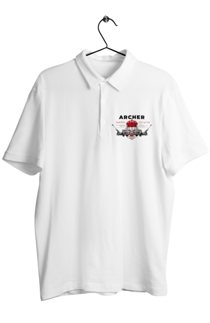Поло чоловіче з принтом "Archer". Archer, bayraktar, caesar, himars, javelin, nlaw, patriot, weapon, zaluzhny. CustomPrint.market
