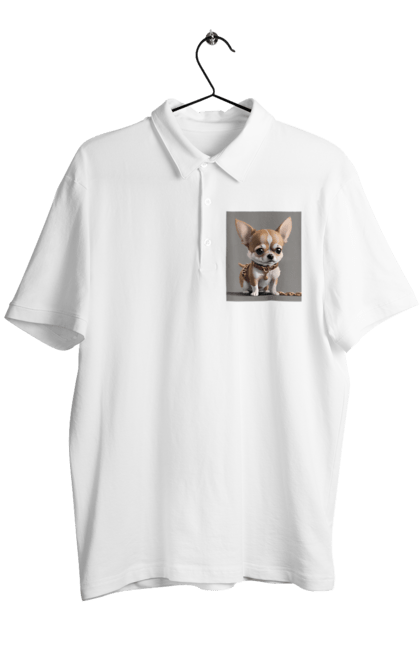 Поло чоловіче з принтом "Брутальна чихуахуа". Chihuahua, маленька собака, маленький песик, песик, смішний, смішний пес, смішний песик, собака, собачка, чихуахуа. ART принт на футболках