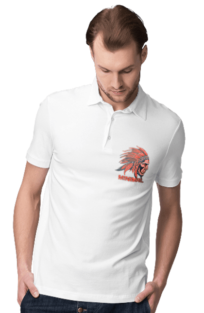 Поло чоловіче з принтом "Мінімал". Индеец, минимал, мода, музыка, стиль. CustomPrint.market