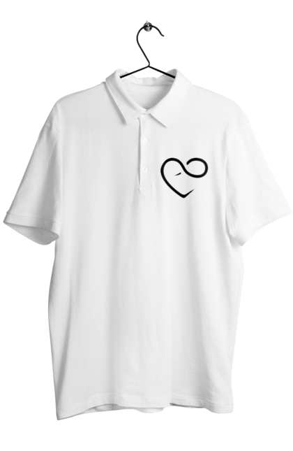 Поло чоловіче з принтом "Серце безкінечність". Знак, любов, серце, символ, щирість. KRUTO.  Магазин популярних футболок