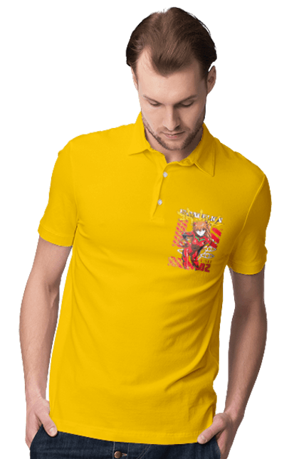 Поло чоловіче з принтом "Evangelion". Аніме, єва, євангеліон, манга, нерв. Funkotee