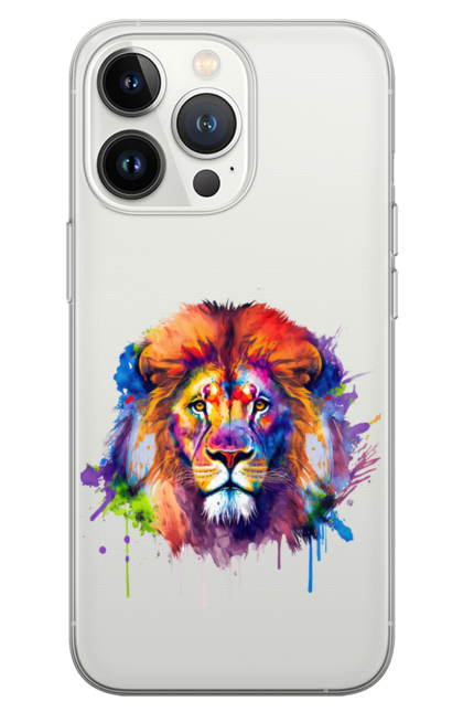 Чохол для телефону з принтом "Лев". Арт, кіт, кольорова, лев, тварини, хижак. CustomPrint.market