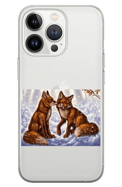 Чохол для телефону з принтом "Лисички в снігу". Зима, лисиця, лисички, сніг. CustomPrint.market