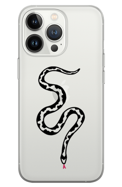Чохол для телефону з принтом "Змія". Змія, мінімалізм, плями, рожевий, чорний, язик. CustomPrint.market