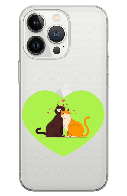 Чохол для телефону з принтом "Серце котики пара". День валентна, день закоханих, кішка, котик, котики, люблю тебе, пара, серце. CustomPrint.market