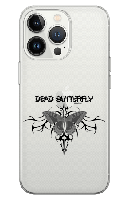 Чохол для телефону з принтом "Dead Butterfly Black". Butterfly, грандж, мертва, метал, метелик, напис, рок, чорний. CustomPrint.market