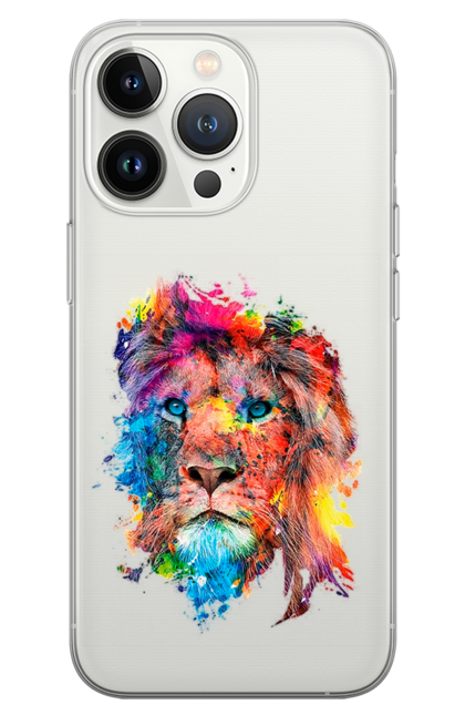 Чохол для телефону з принтом "Лев із фарби". Барвистий лев, індійський лев, лев, лев та холі, розмальовка, святковий лев, фарби, холи. futbolka.stylus.ua