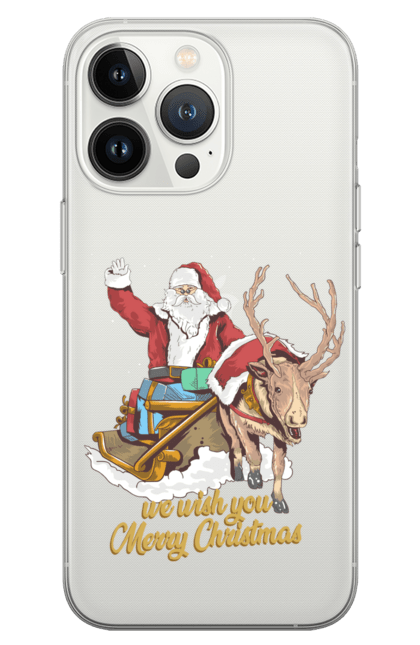 Чохол для телефону з принтом "Санта клаус на санях". Зима, новий рік, олень, різдво, сани, санта, санта клаус, сніг, щасливого різдва. CustomPrint.market