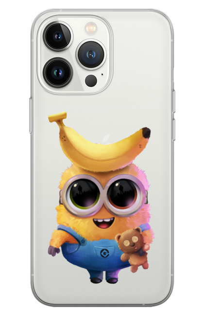 Чохол для телефону з принтом "Міньйон з бананом і ведмедем". Банан, бридкий я, ведмідь, посіпака. CustomPrint.market