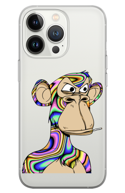 Чохол для телефону з принтом "Брутальна обезьяна". Вуличний стиль, голограма, нфт, обезьяна, стиль. CustomPrint.market